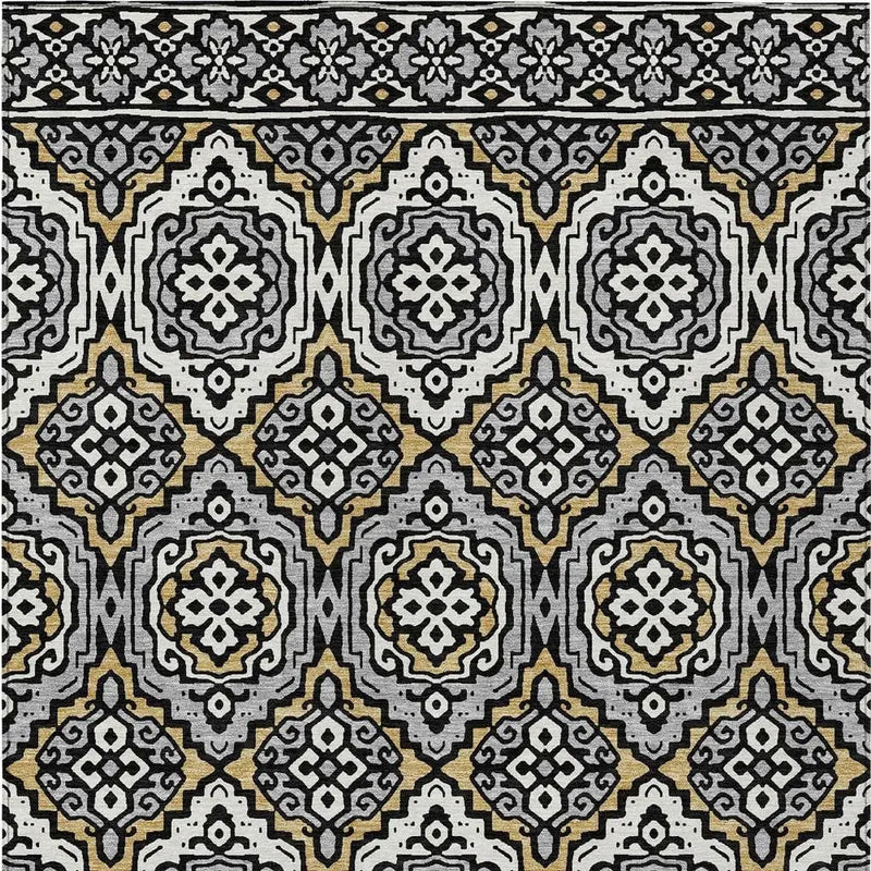 8' X 10' Black And Gray Tribal Washable Indoor Outdoor Area Rug Homeroots Outdoor