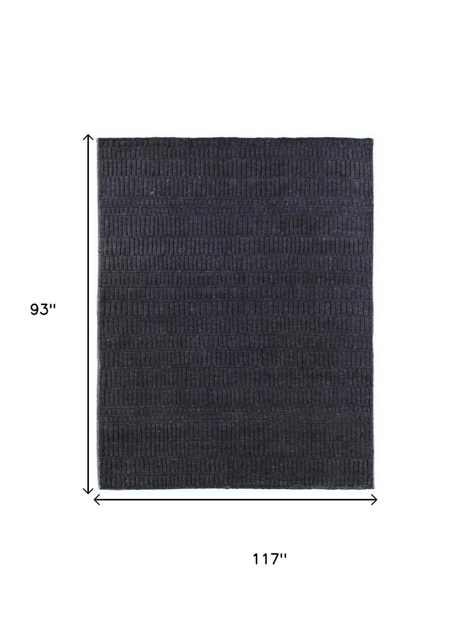 8' X 10' Black And Gray Wool Hand Knotted Area Rug Homeroots Home Decor