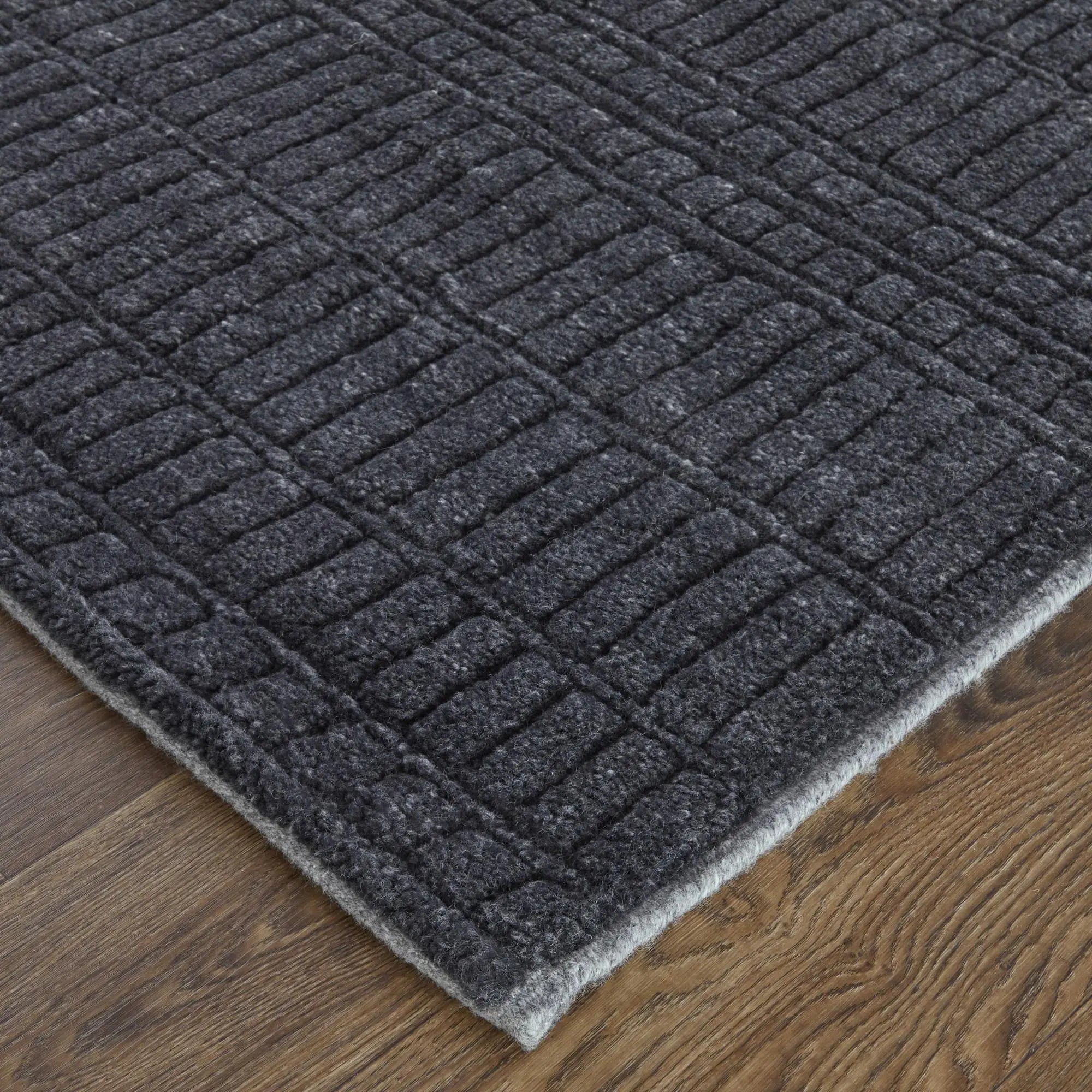 8' X 10' Black And Gray Wool Hand Knotted Area Rug Homeroots Home Decor