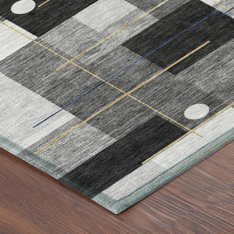 8' X 10' Black And Green Geometric Washable Indoor Outdoor Area Rug Homeroots Outdoor