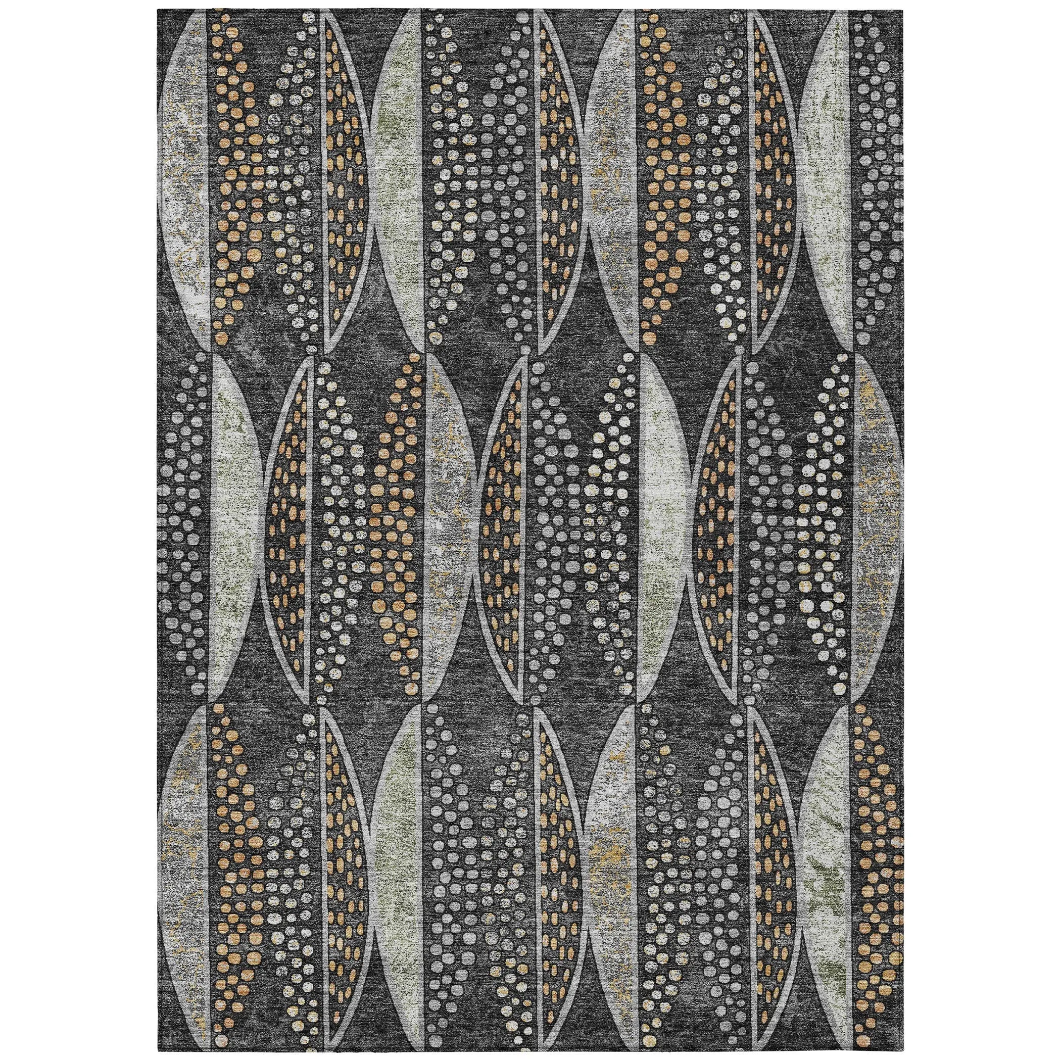 8' X 10' Black And Green Geometric Washable Indoor Outdoor Area Rug Homeroots Outdoor
