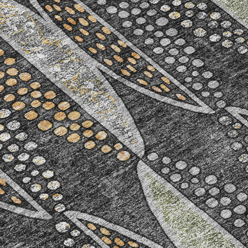 8' X 10' Black And Green Geometric Washable Indoor Outdoor Area Rug Homeroots Outdoor