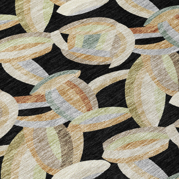8' X 10' Black And Ivory Abstract Washable Indoor Outdoor Area Rug Homeroots Outdoor