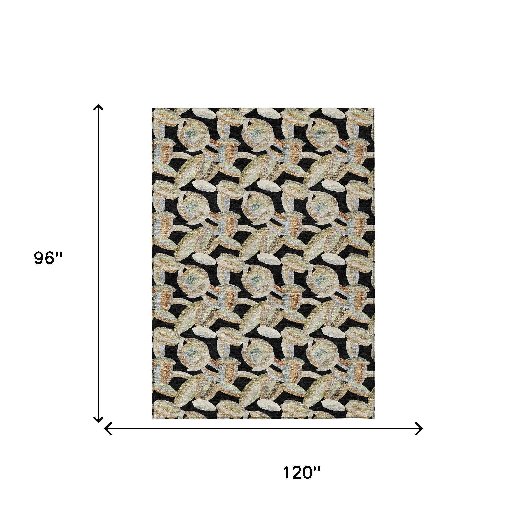 8' X 10' Black And Ivory Abstract Washable Indoor Outdoor Area Rug Homeroots Outdoor