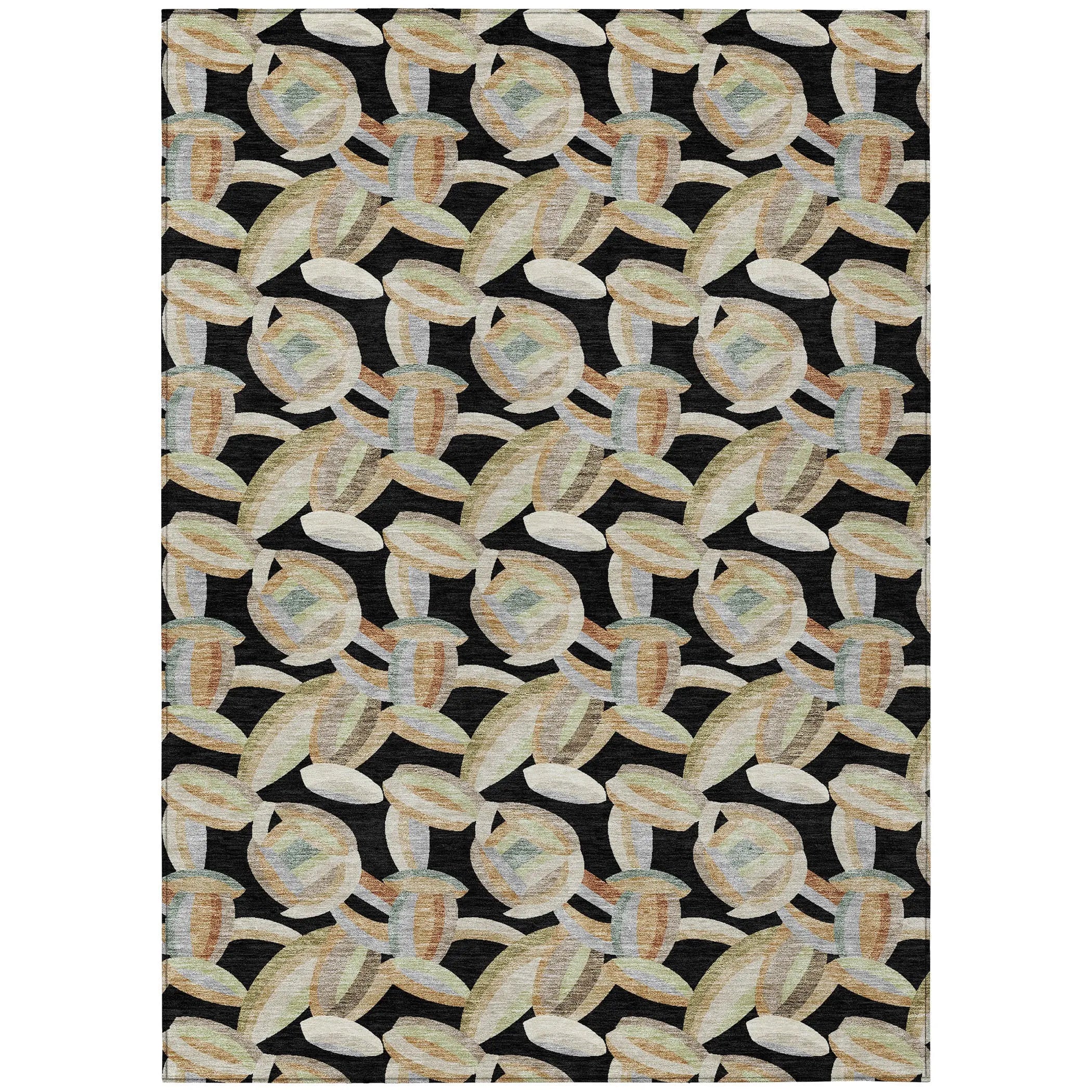 8' X 10' Black And Ivory Abstract Washable Indoor Outdoor Area Rug Homeroots Outdoor