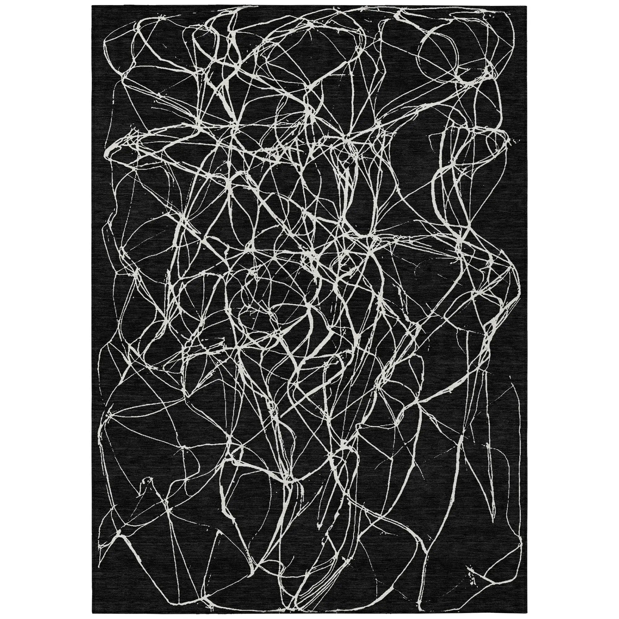 8' X 10' Black And Ivory Abstract Washable Indoor Outdoor Area Rug Homeroots Outdoor