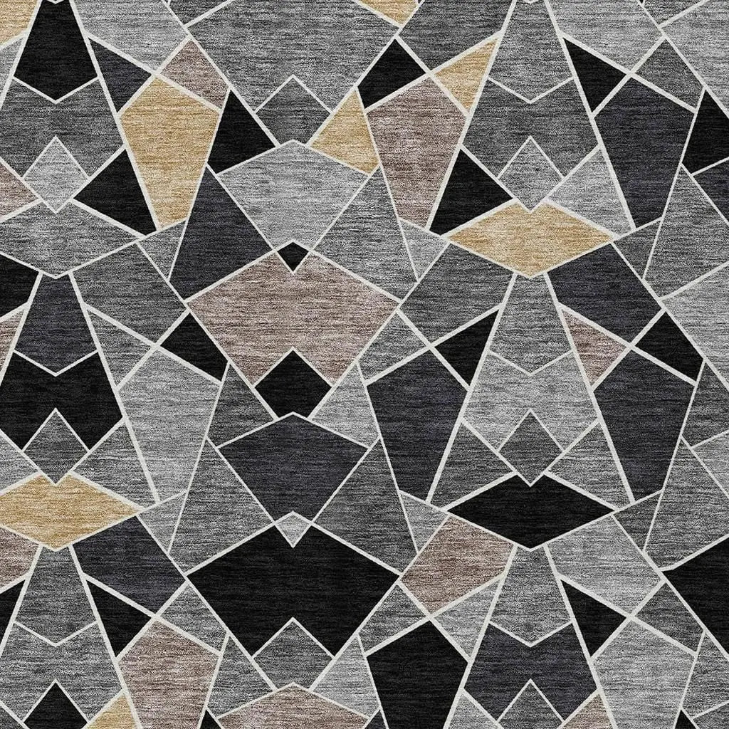 8' X 10' Black And Ivory Geometric Washable Indoor Outdoor Area Rug Homeroots Outdoor