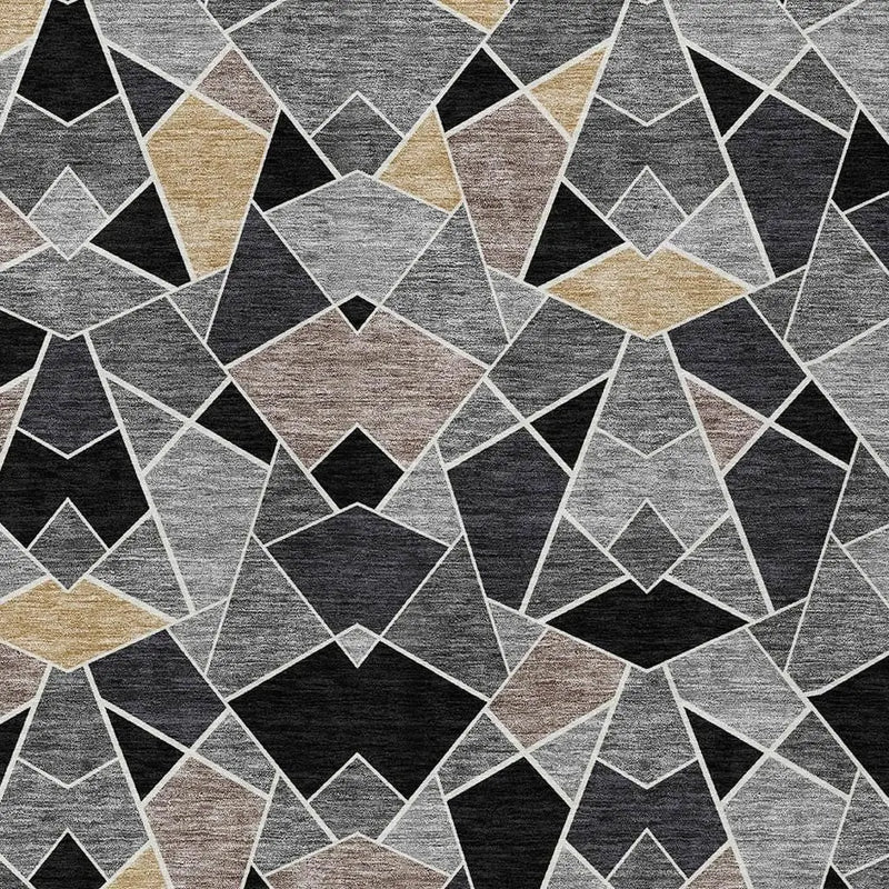 8' X 10' Black And Ivory Geometric Washable Indoor Outdoor Area Rug Homeroots Outdoor