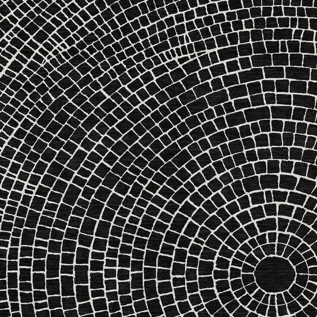 8' X 10' Black And Ivory Geometric Washable Indoor Outdoor Area Rug Homeroots Outdoor