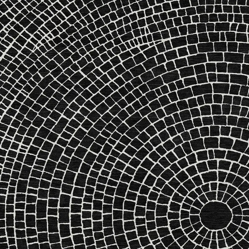 8' X 10' Black And Ivory Geometric Washable Indoor Outdoor Area Rug Homeroots Outdoor
