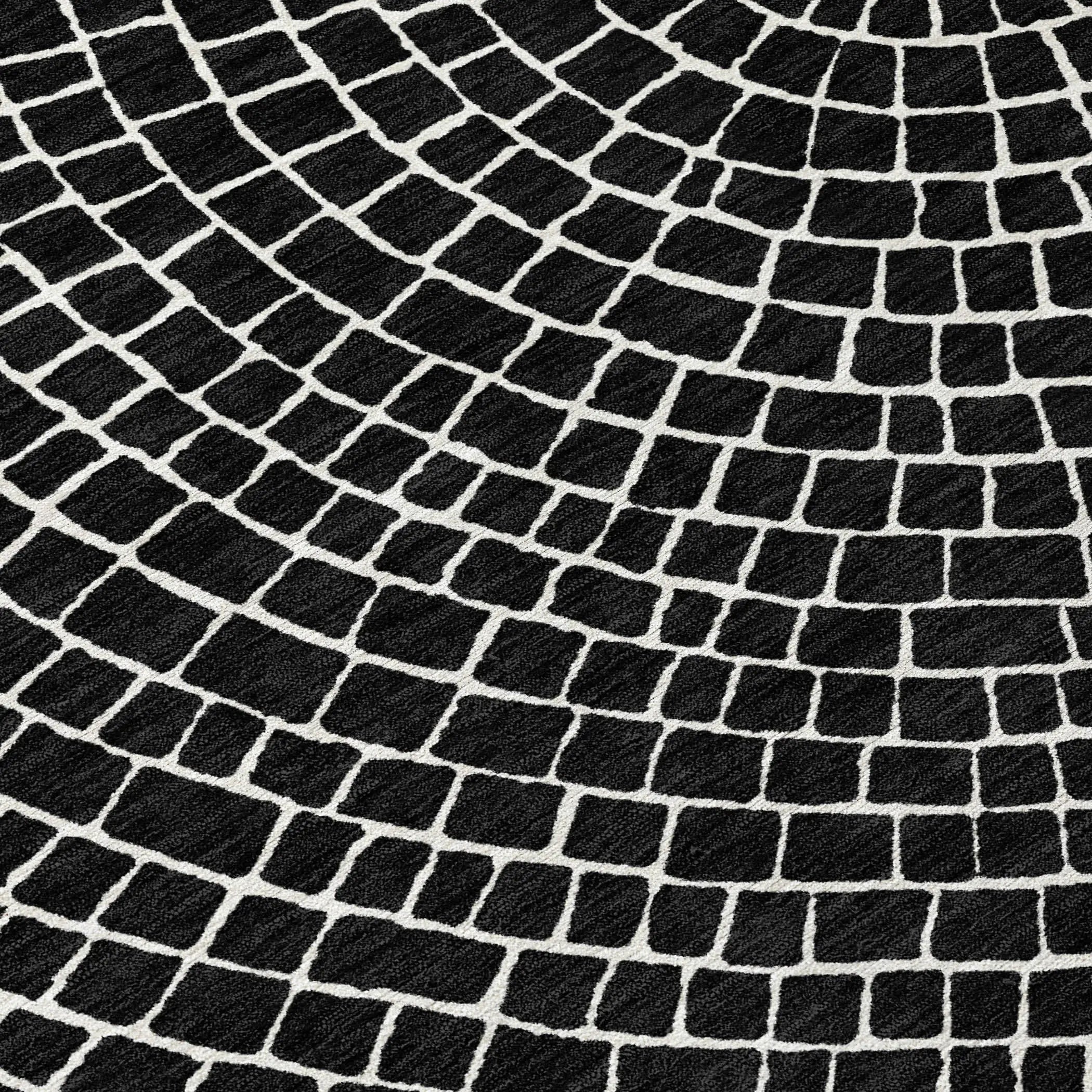 8' X 10' Black And Ivory Geometric Washable Indoor Outdoor Area Rug Homeroots Outdoor