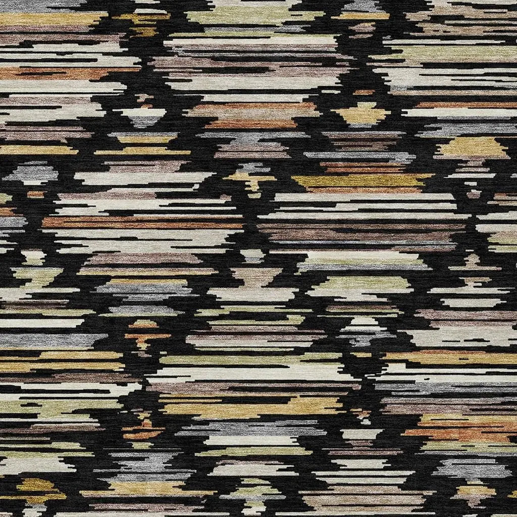8' X 10' Black And Ivory Southwestern Washable Indoor Outdoor Area Rug Homeroots Outdoor
