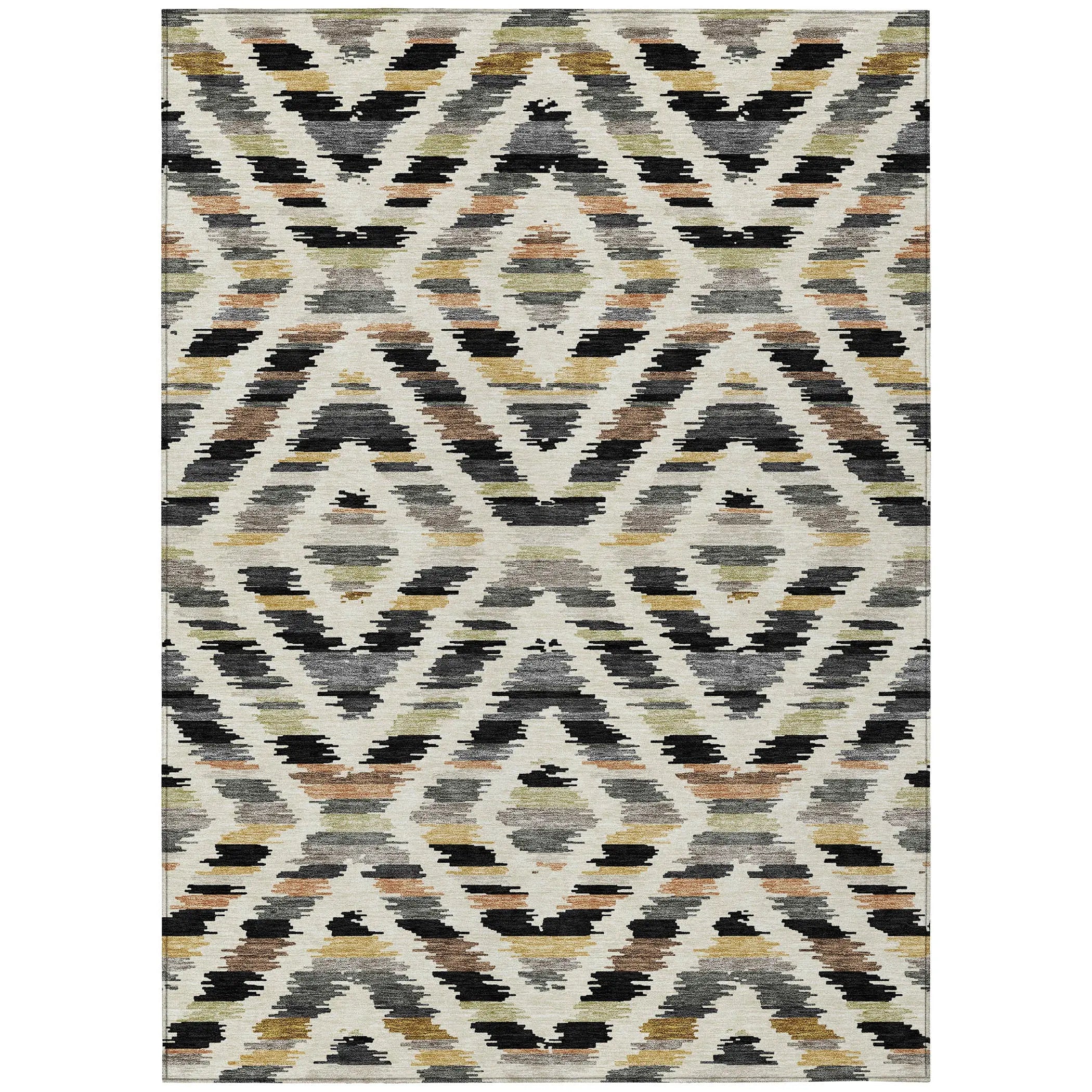 8' X 10' Black And Ivory Tribal Washable Indoor Outdoor Area Rug Homeroots Outdoor
