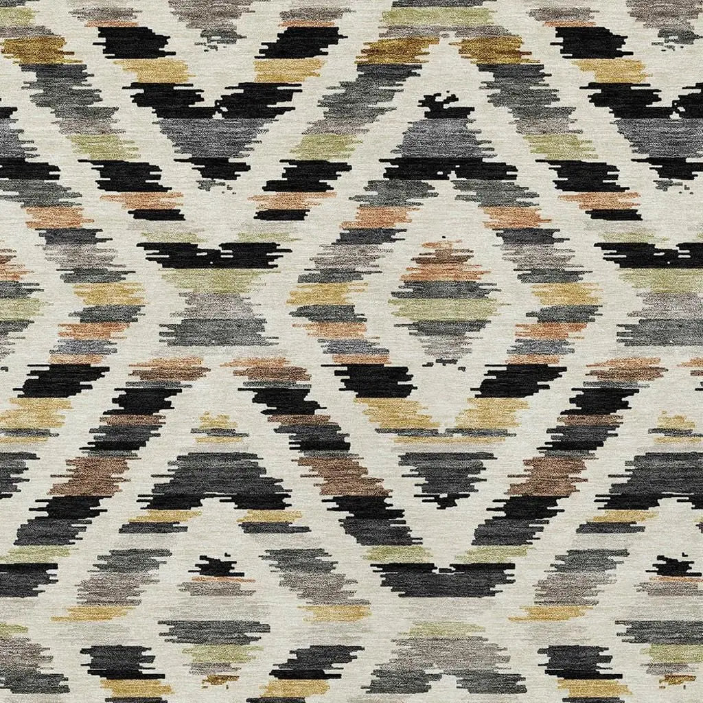 8' X 10' Black And Ivory Tribal Washable Indoor Outdoor Area Rug Homeroots Outdoor