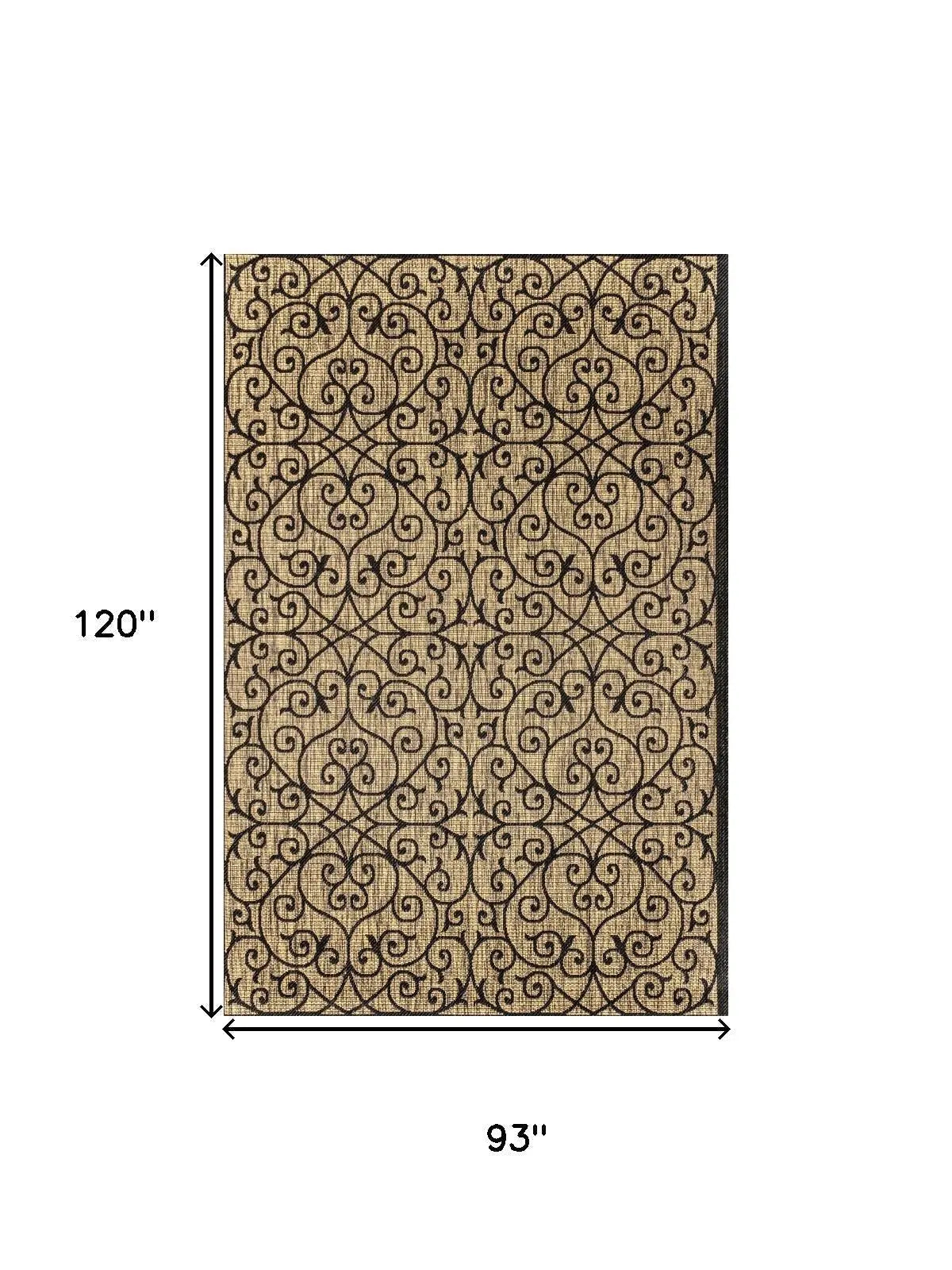 8' X 10' Black And Khaki Geometric Indoor Outdoor Area Rug Homeroots Outdoor