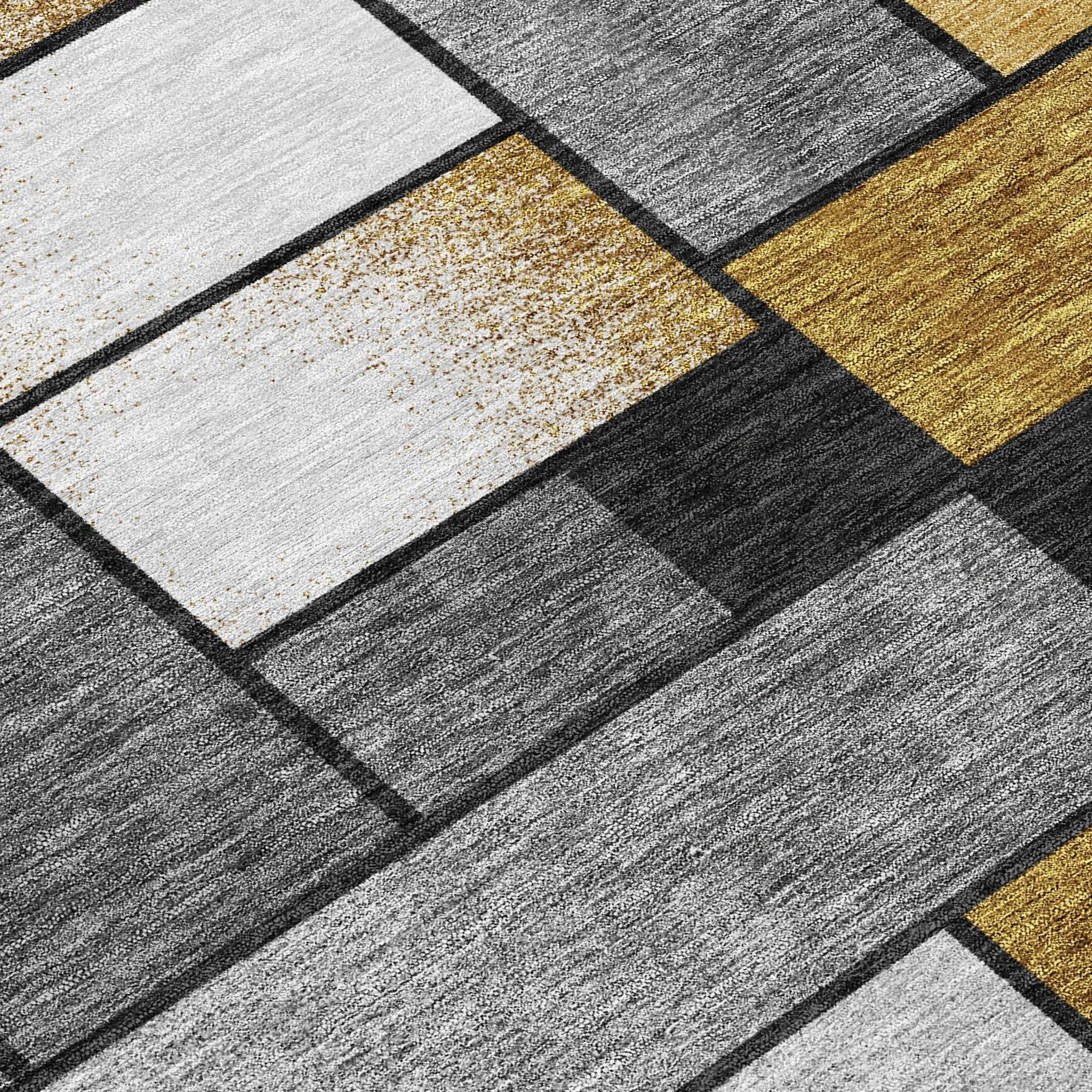 8' X 10' Black And Khaki Geometric Washable Indoor Outdoor Area Rug Homeroots Outdoor