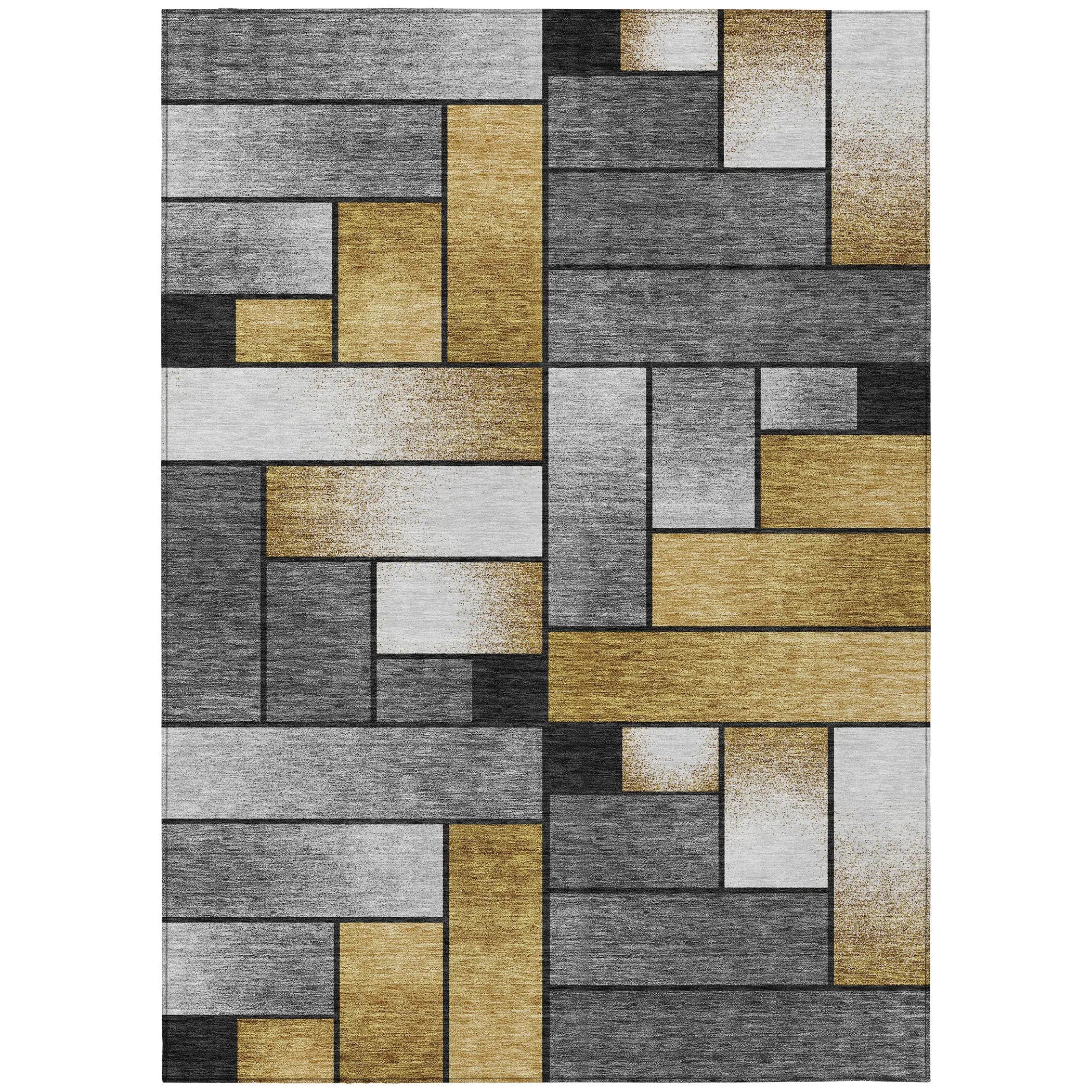8' X 10' Black And Khaki Geometric Washable Indoor Outdoor Area Rug Homeroots Outdoor