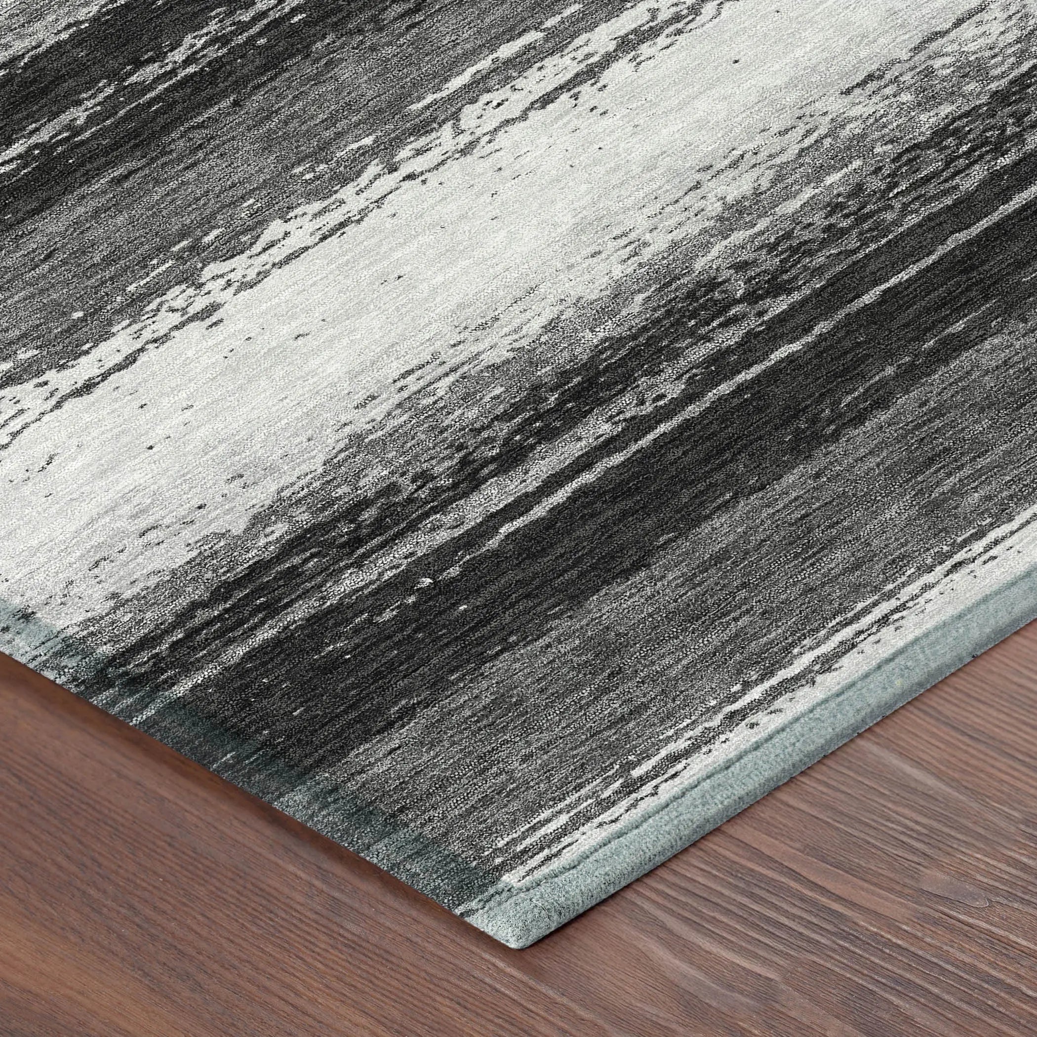 8' X 10' Black And Khaki Striped Washable Indoor Outdoor Area Rug Homeroots Outdoor