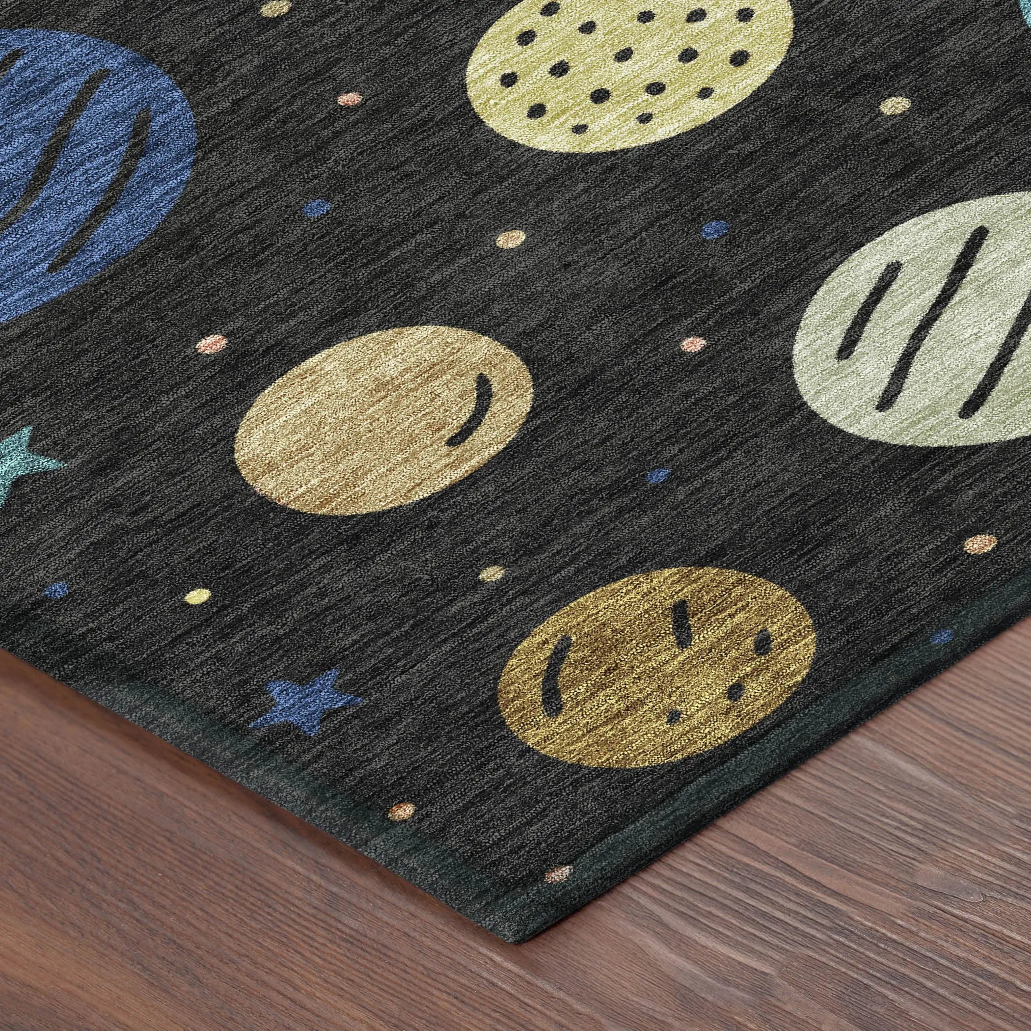 8' X 10' Black And Navy Blue Floral Washable Indoor Outdoor Area Rug Homeroots Outdoor