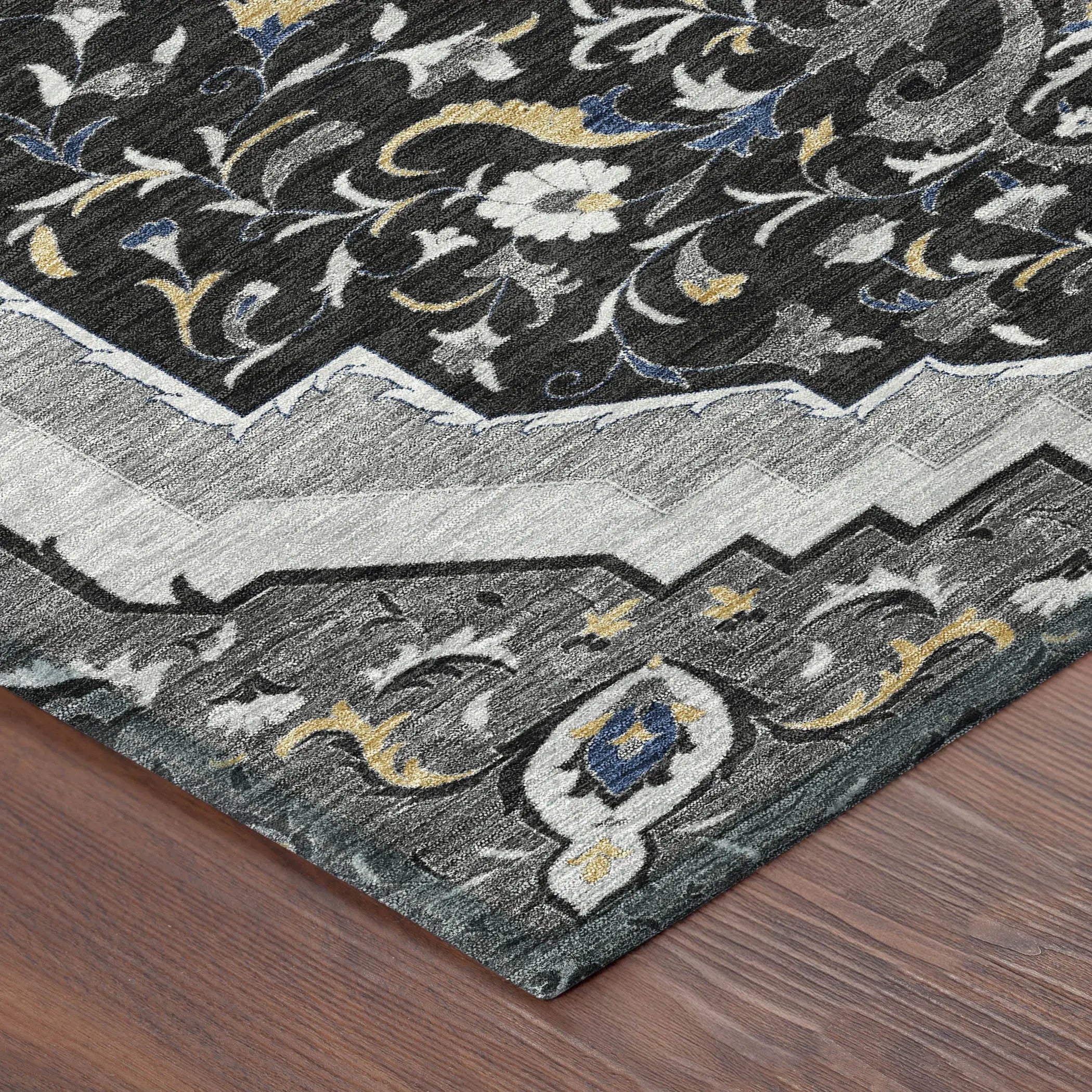 8' X 10' Black And Orange Medallion Washable Indoor Outdoor Area Rug Homeroots Outdoor