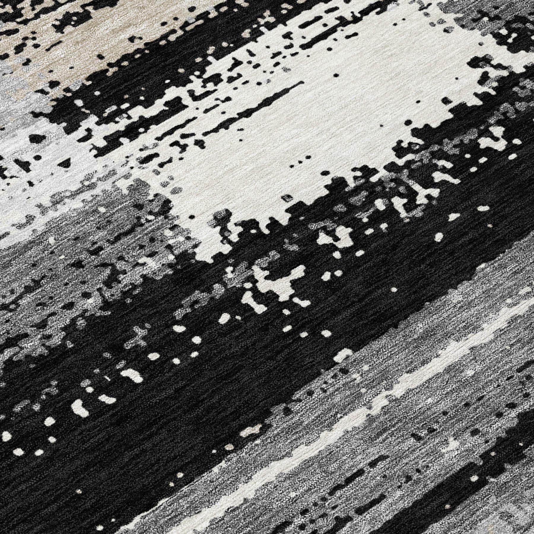 8' X 10' Black And Pewter Geometric Washable Indoor Outdoor Area Rug Homeroots Outdoor