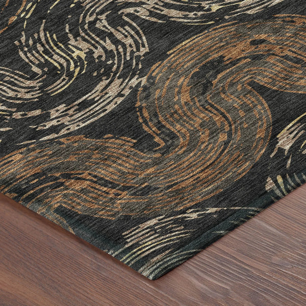 8' X 10' Black And Rust Abstract Washable Indoor Outdoor Area Rug Homeroots Outdoor