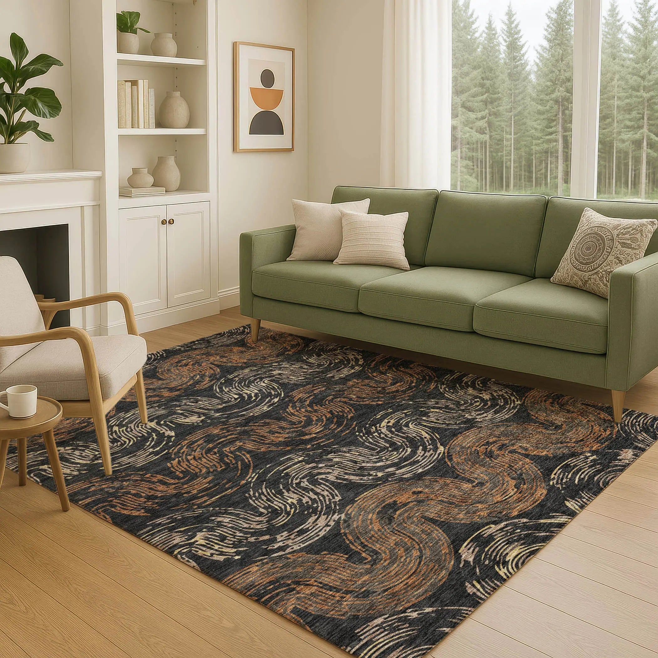 8' X 10' Black And Rust Abstract Washable Indoor Outdoor Area Rug Homeroots Outdoor