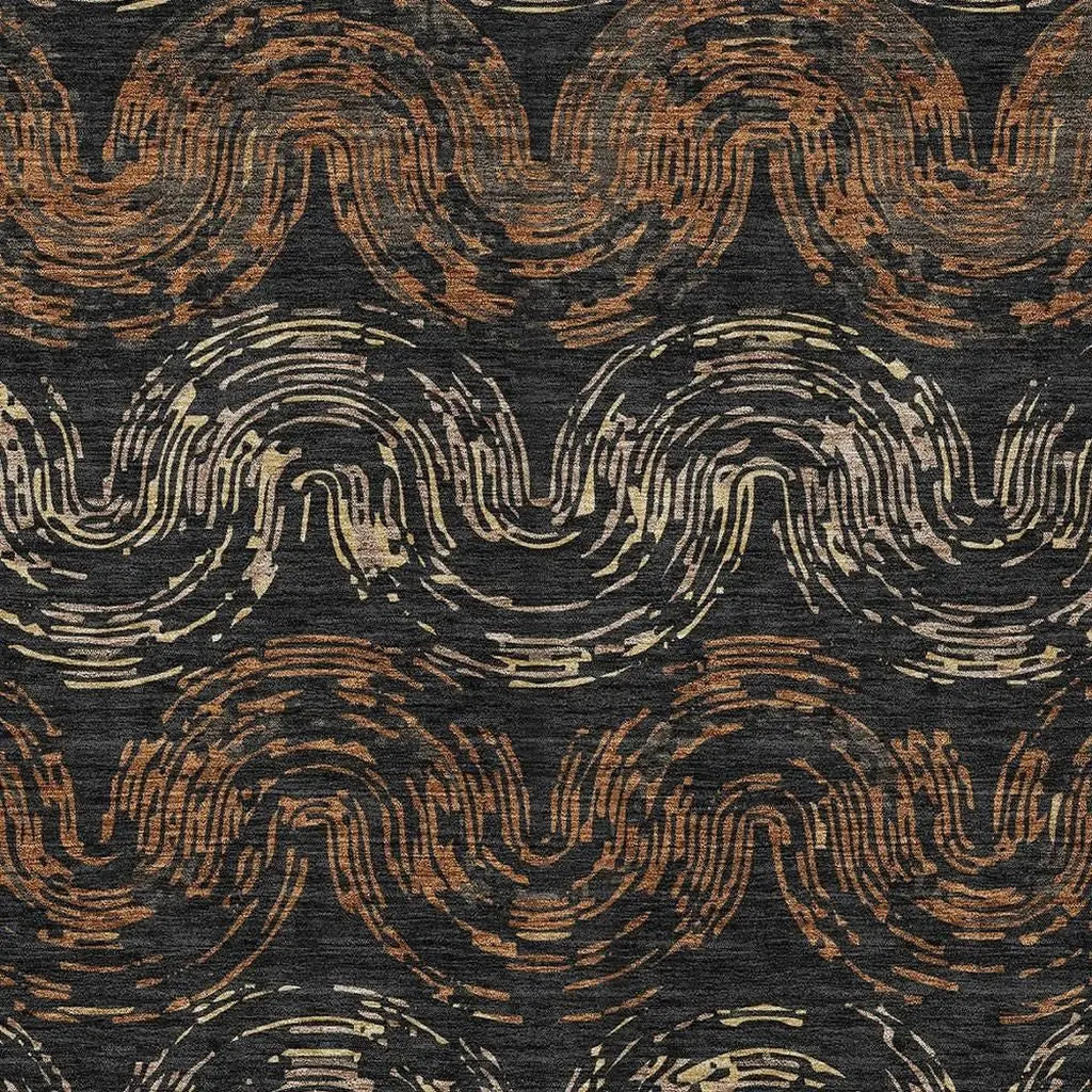 8' X 10' Black And Rust Abstract Washable Indoor Outdoor Area Rug Homeroots Outdoor
