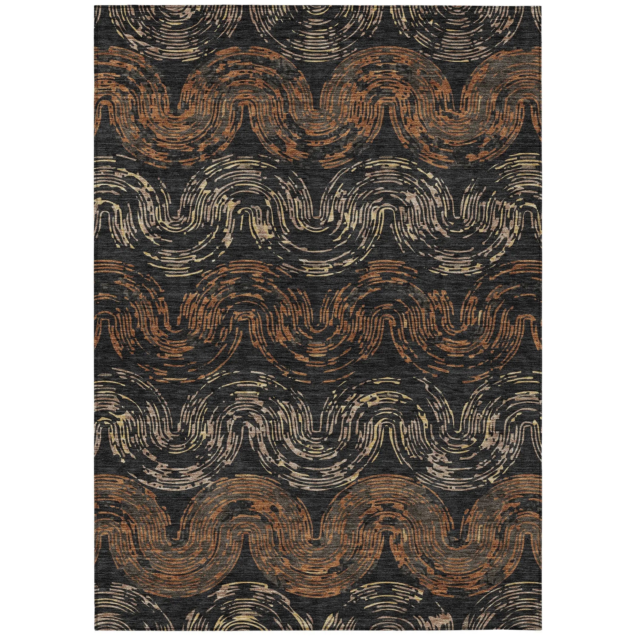 8' X 10' Black And Rust Abstract Washable Indoor Outdoor Area Rug Homeroots Outdoor