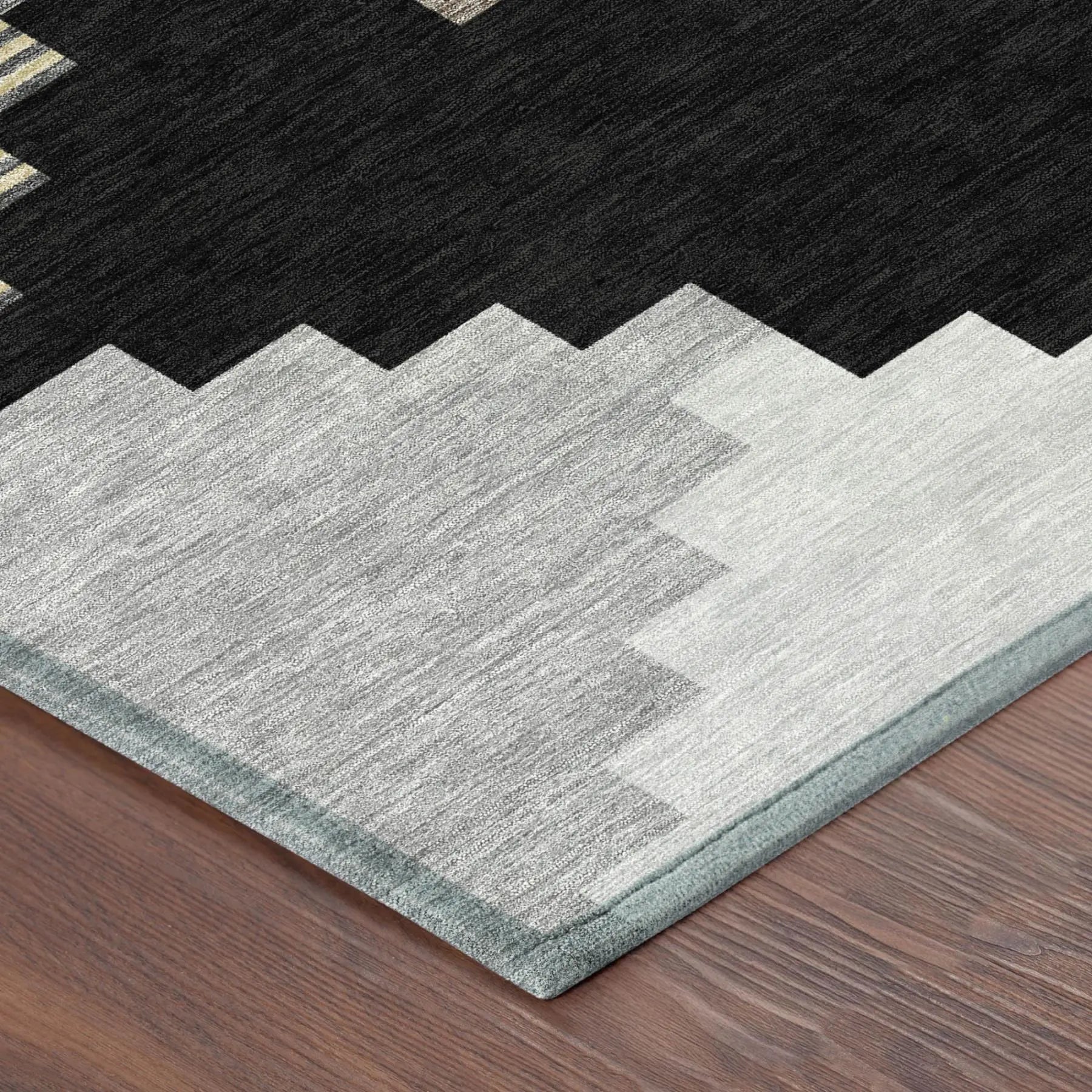 8' X 10' Black And Silver Geometric Washable Indoor Outdoor Area Rug Homeroots Outdoor