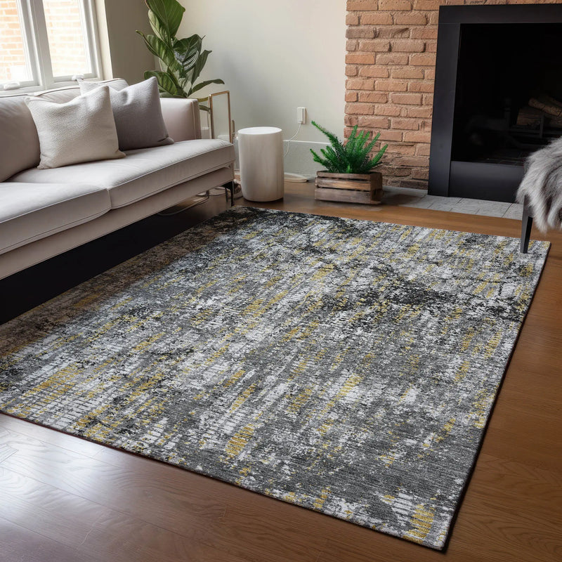 8' X 10' Black And Taupe Abstract Washable Indoor Outdoor Area Rug Homeroots Outdoor