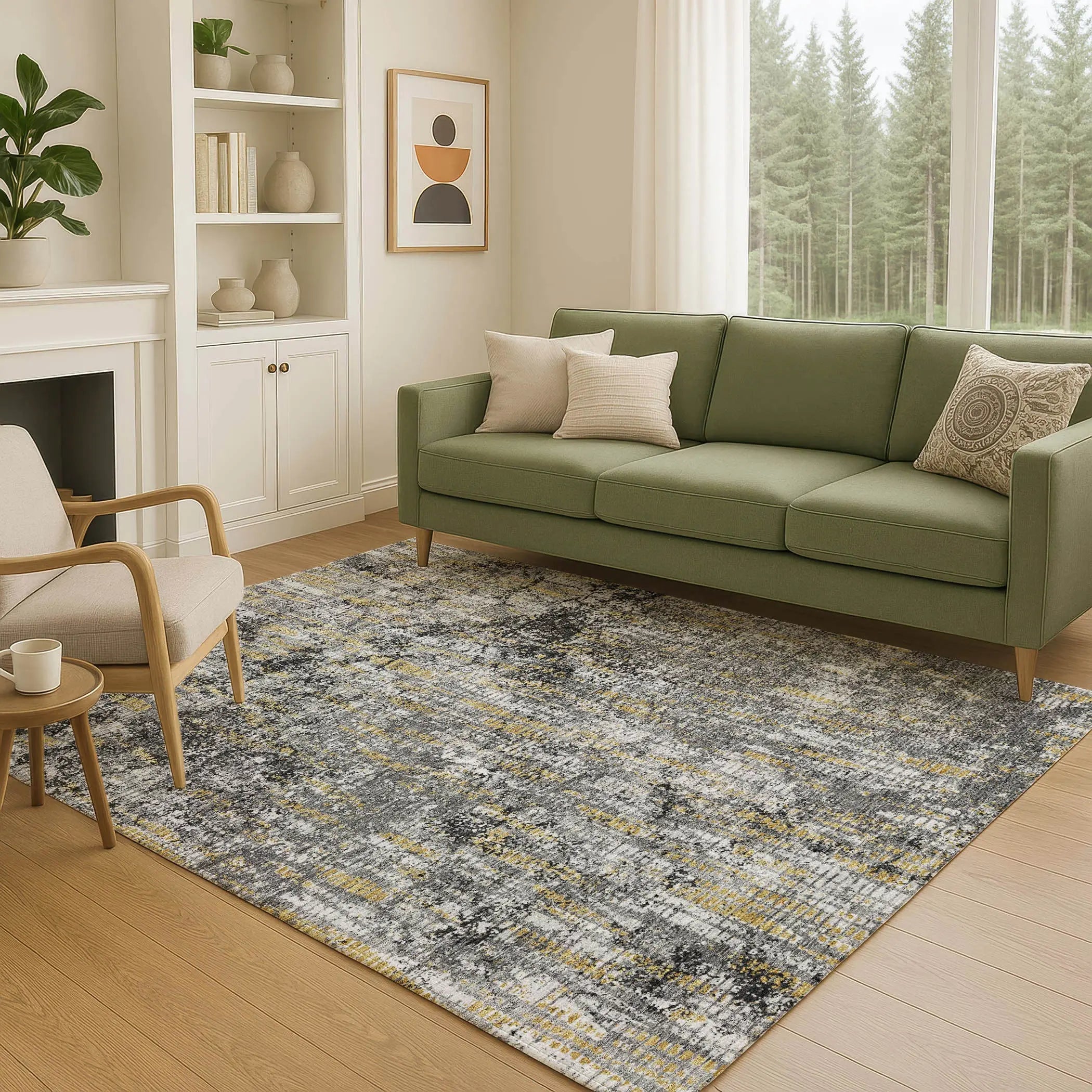 8' X 10' Black And Taupe Abstract Washable Indoor Outdoor Area Rug Homeroots Outdoor