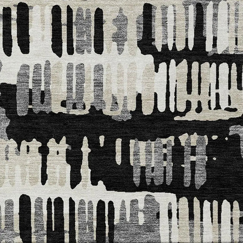 8' X 10' Black And Taupe Abstract Washable Indoor Outdoor Area Rug Homeroots Outdoor