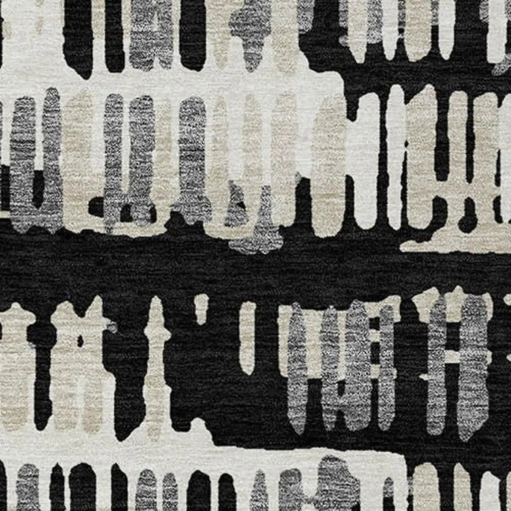 8' X 10' Black And Taupe Abstract Washable Indoor Outdoor Area Rug Homeroots Outdoor
