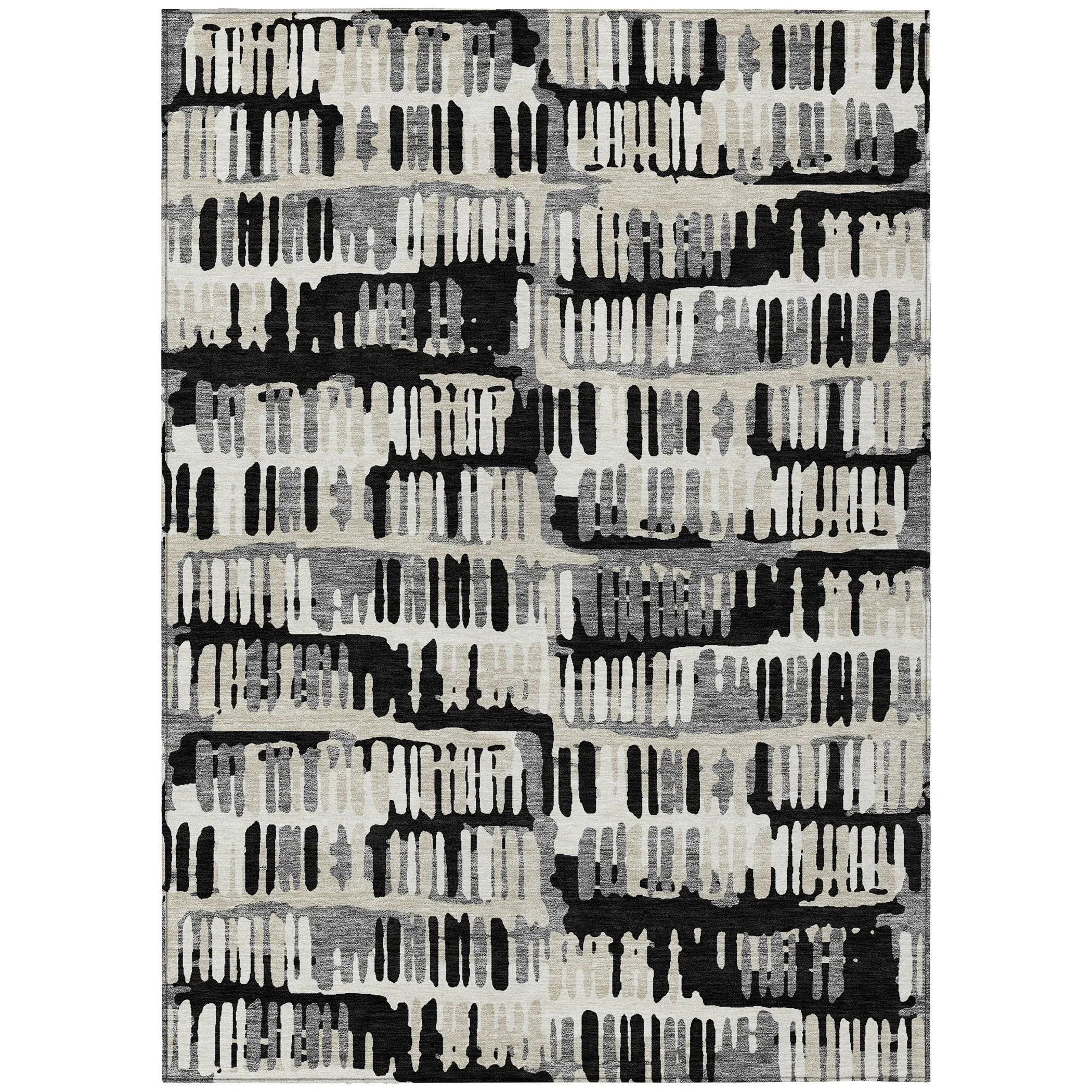 8' X 10' Black And Taupe Abstract Washable Indoor Outdoor Area Rug Homeroots Outdoor