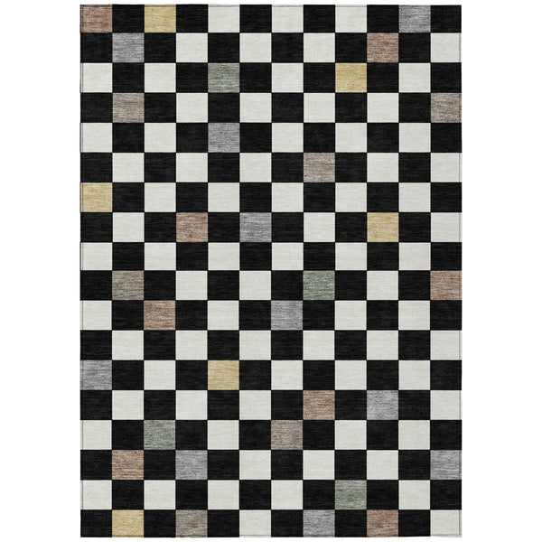 8' X 10' Black And Yellow Geometric Washable Indoor Outdoor Area Rug Homeroots Outdoor