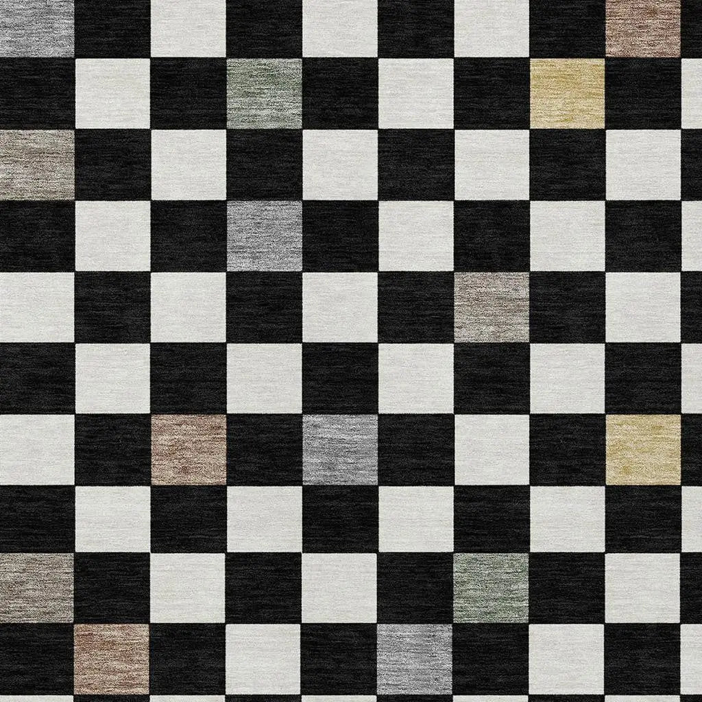 8' X 10' Black And Yellow Geometric Washable Indoor Outdoor Area Rug Homeroots Outdoor