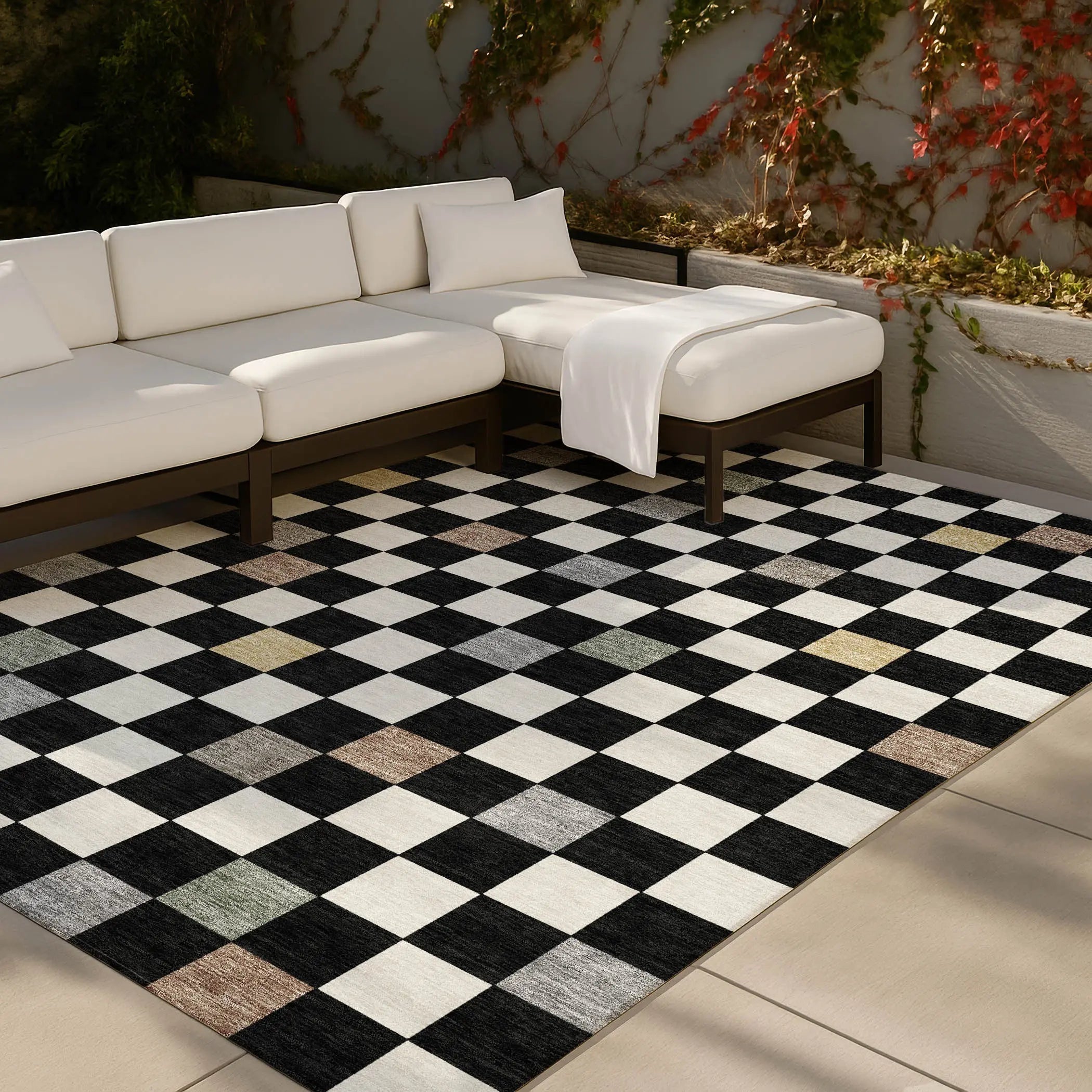 8' X 10' Black And Yellow Geometric Washable Indoor Outdoor Area Rug Homeroots Outdoor
