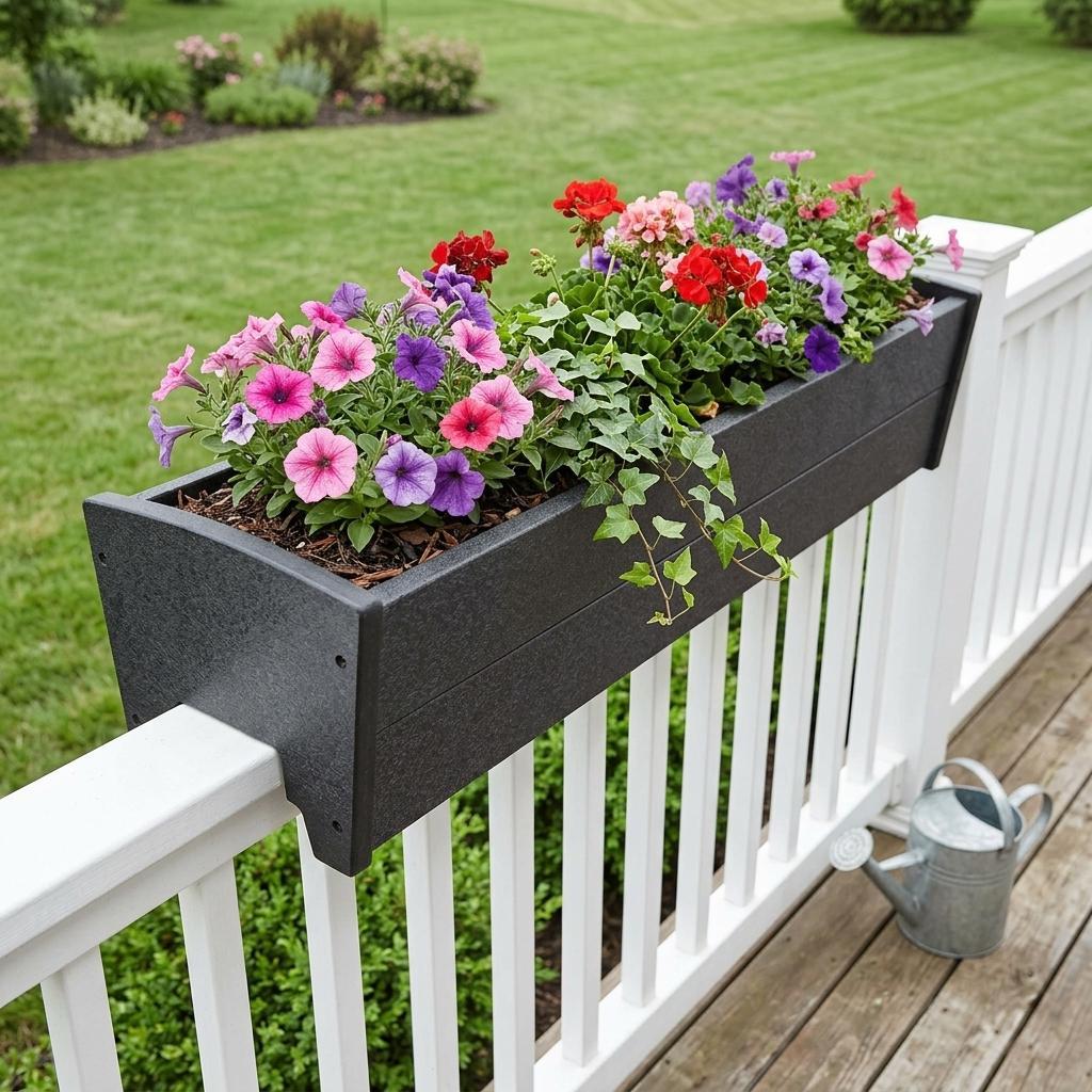 8" X 10" Black Heavy Duty Plastic Rectangular Railing Planter Homeroots Outdoor