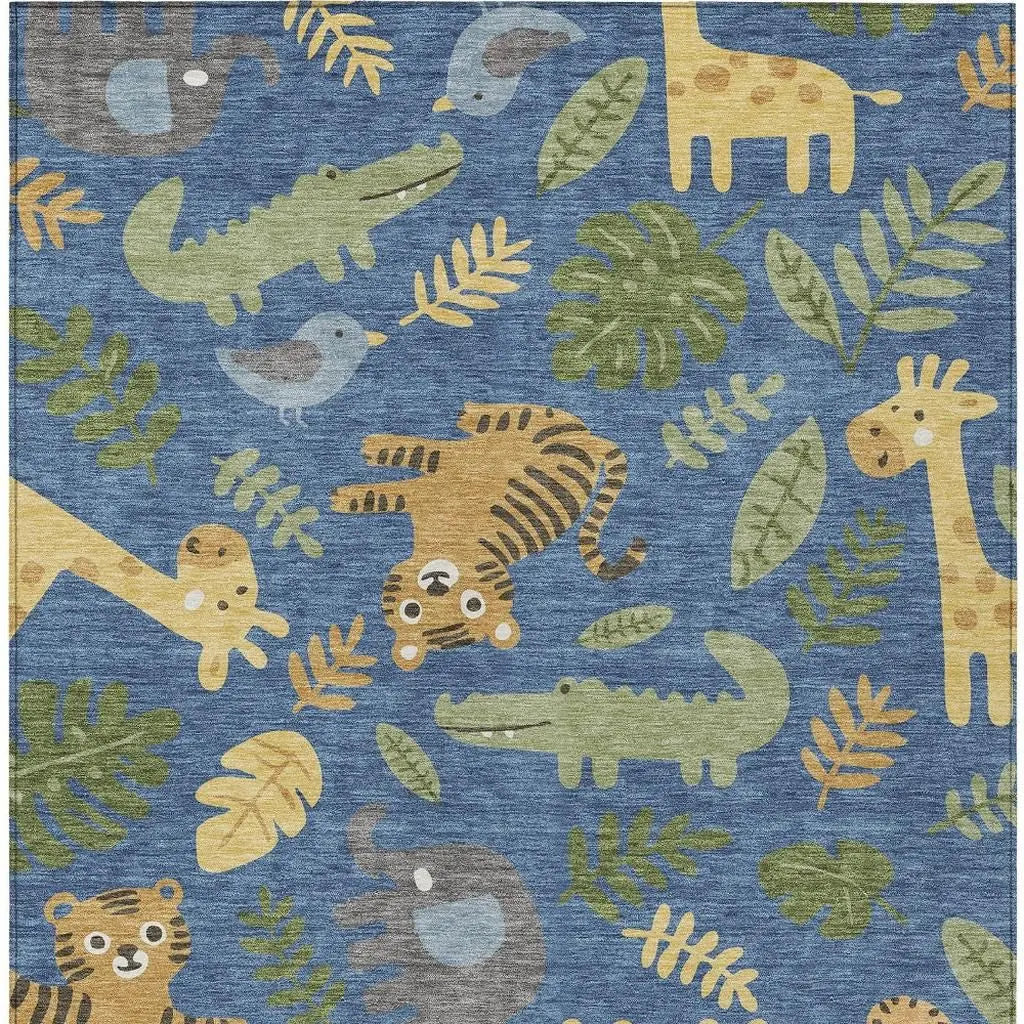 8' X 10' Blue And Beige Abstract Washable Indoor Outdoor Area Rug Homeroots Outdoor