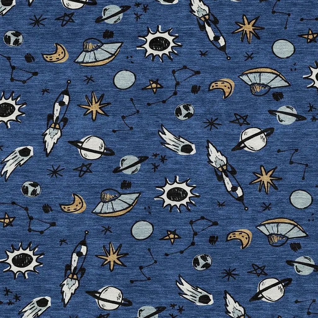 8' X 10' Blue And Black Animal Print Washable Indoor Outdoor Area Rug Homeroots Outdoor