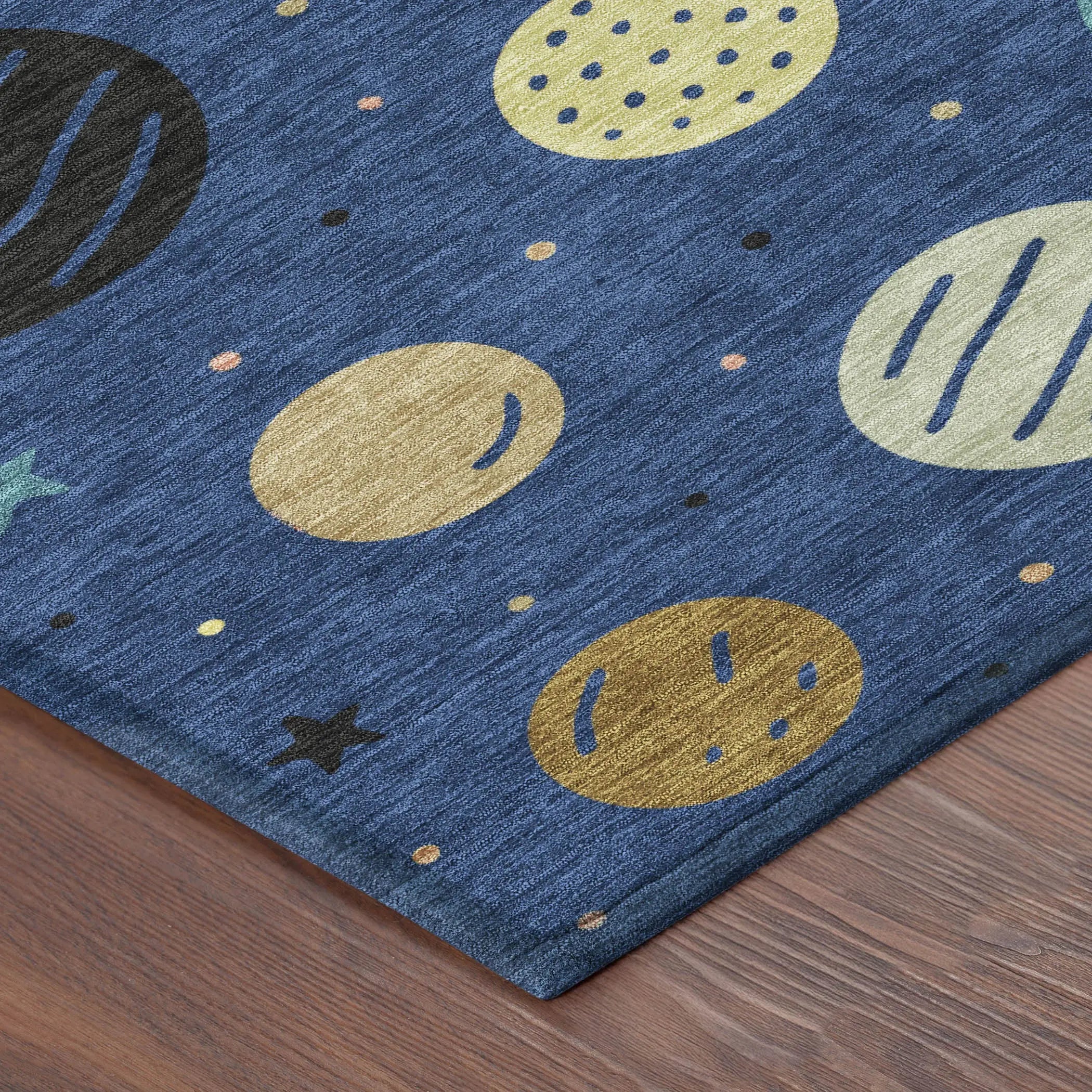 8' X 10' Blue And Black Floral Washable Indoor Outdoor Area Rug Homeroots Outdoor