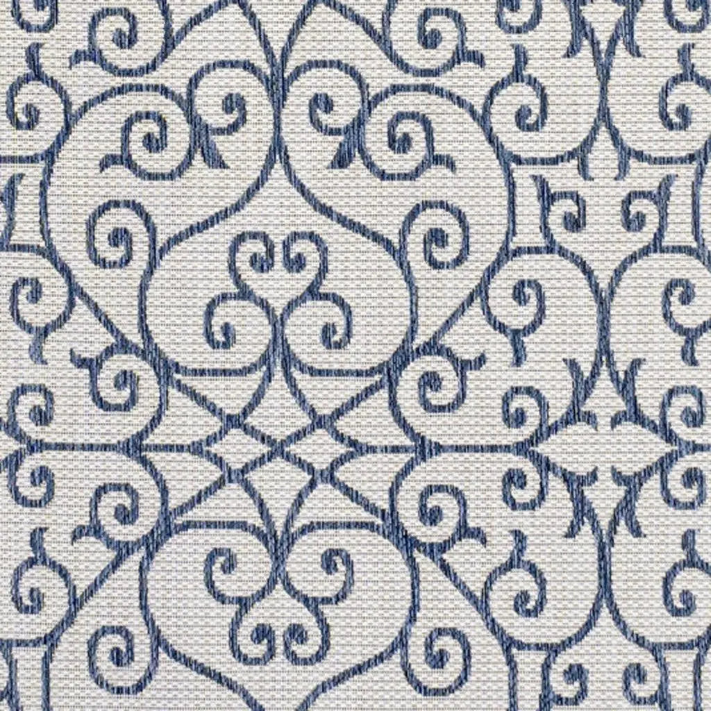 8' X 10' Blue And Cream Geometric Indoor Outdoor Area Rug Homeroots Outdoor