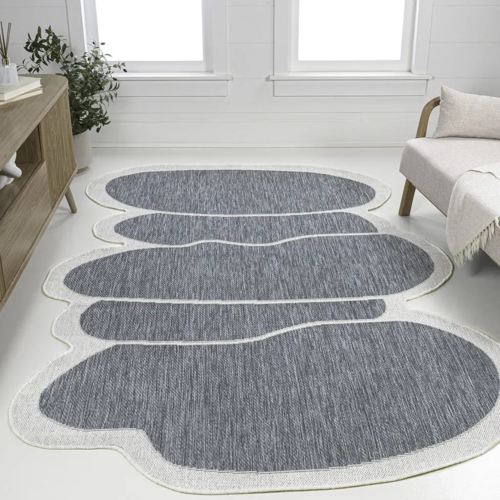 8' X 10' Blue And Cream Medallion Indoor Outdoor Area Rug Homeroots Outdoor