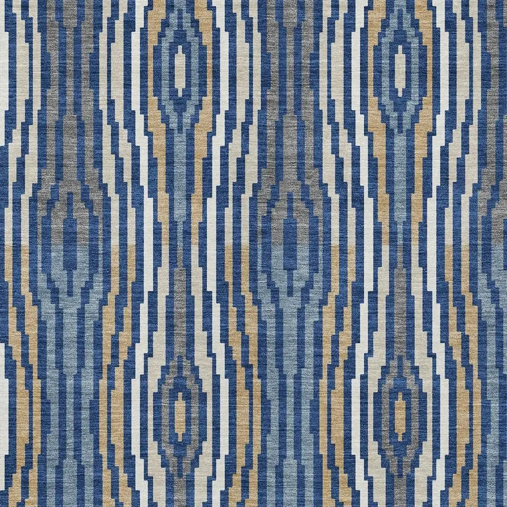 8' X 10' Blue And Denim Blue Abstract Washable Indoor Outdoor Area Rug Homeroots Outdoor