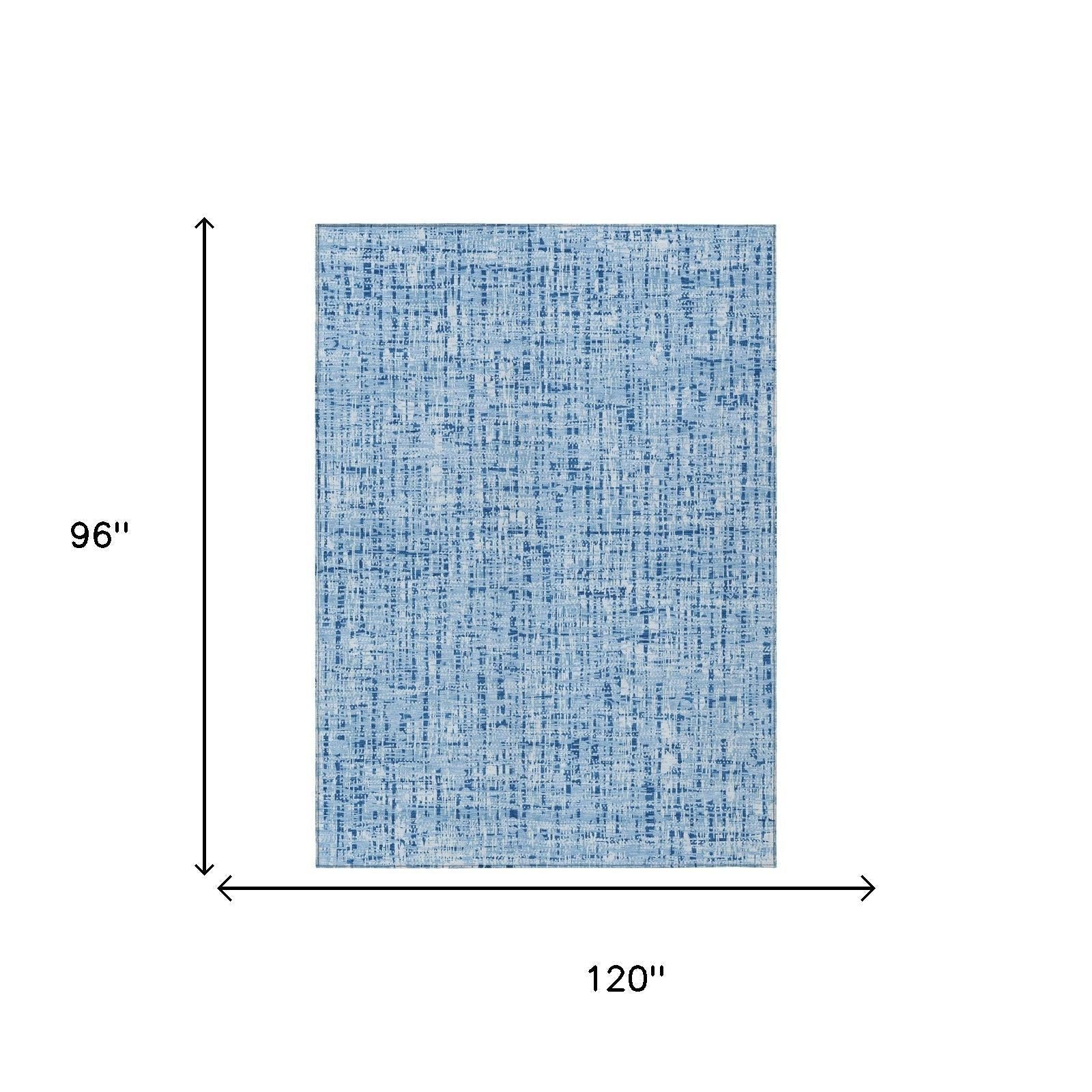 8' X 10' Blue And Denim Blue Abstract Washable Indoor Outdoor Area Rug Homeroots Outdoor