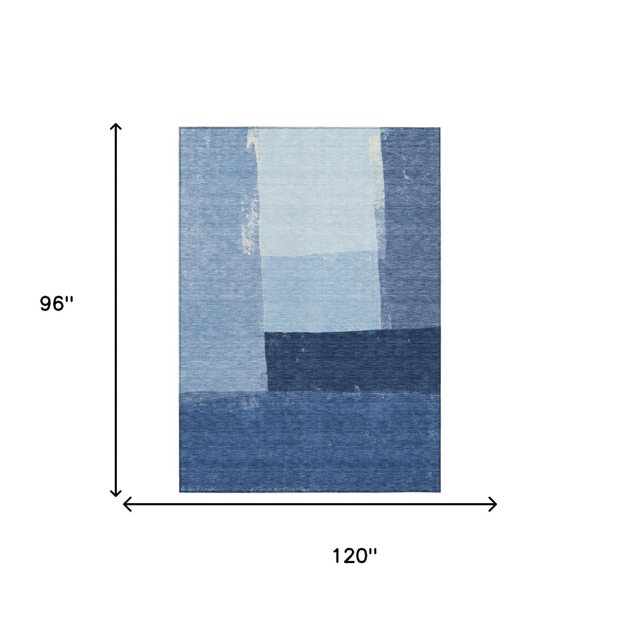 8' X 10' Blue And Denim Blue Geometric Washable Indoor Outdoor Area Rug Homeroots Outdoor