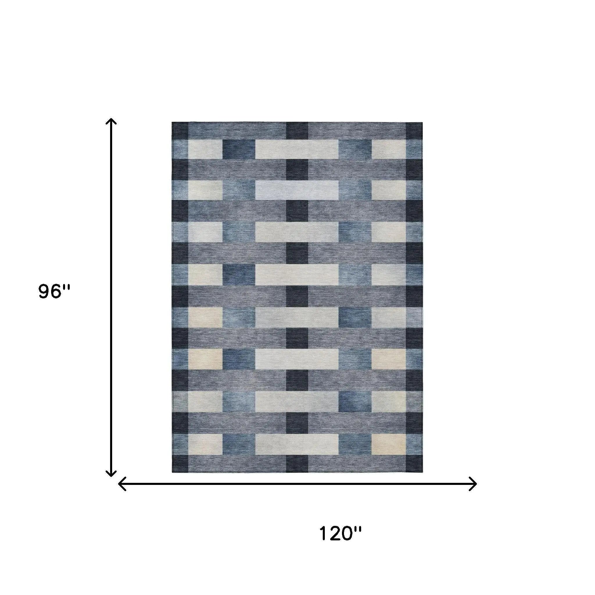8' X 10' Blue And Graphite Striped Washable Indoor Outdoor Area Rug Homeroots Outdoor