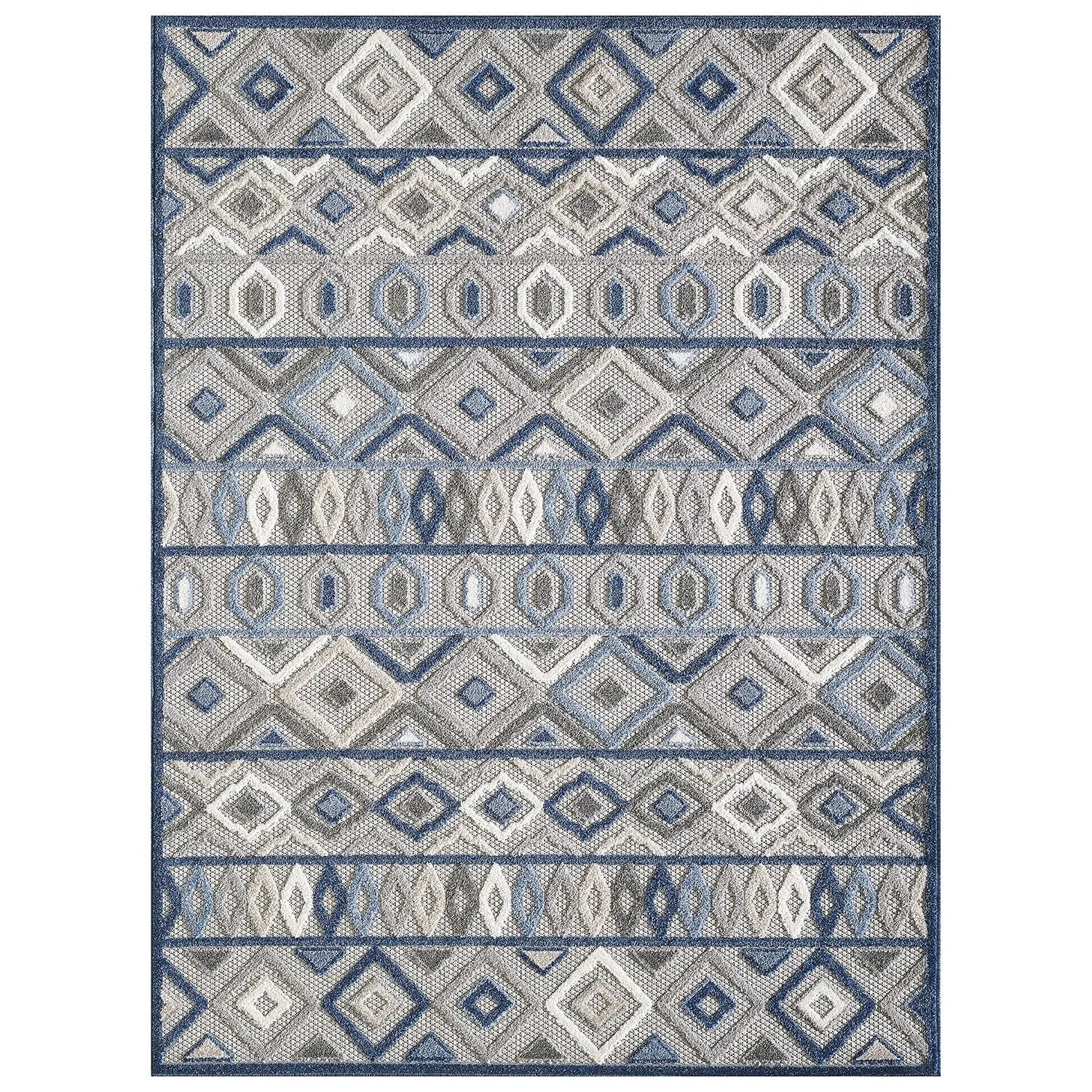 8' X 10' Blue And Gray Abstract Stain Resistant Indoor Outdoor Area Rug Homeroots Outdoor