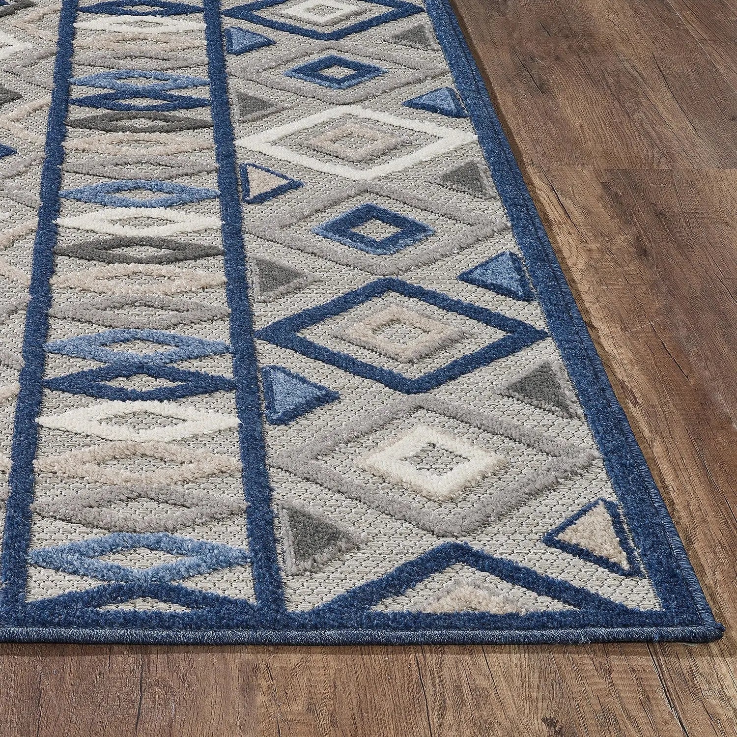 8' X 10' Blue And Gray Abstract Stain Resistant Indoor Outdoor Area Rug Homeroots Outdoor